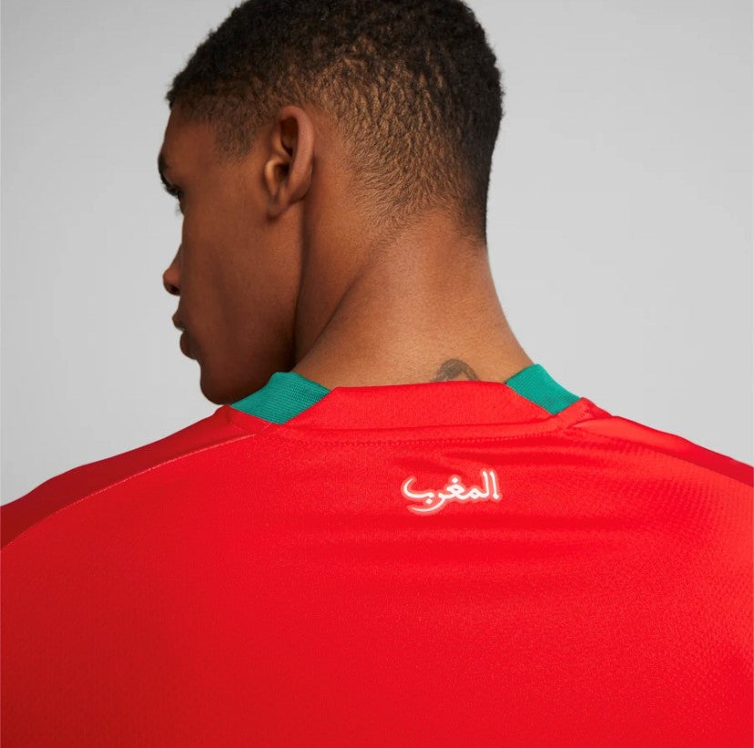 Marokkanisches Fußball-T-Shirt 22-23 {für Männer und Frauen} rot