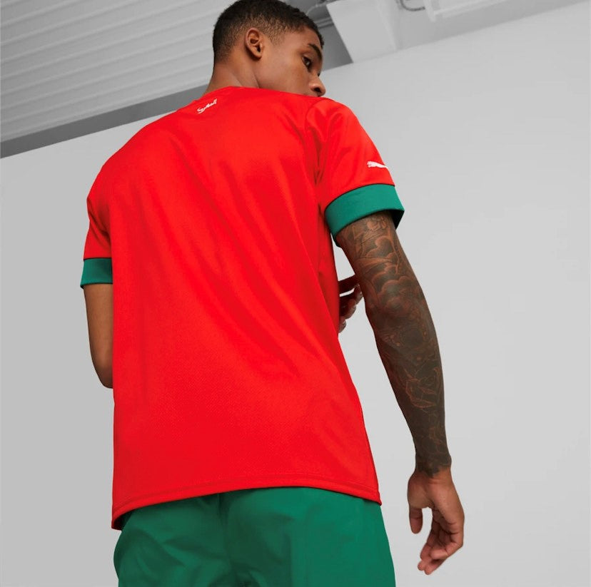 Marokkanisches Fußball-T-Shirt 22-23 {für Männer und Frauen} rot