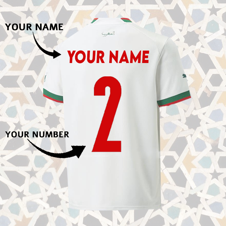 Marokkanisches Fußball-T-Shirt 22-23 {für Männer und Frauen} WEISS