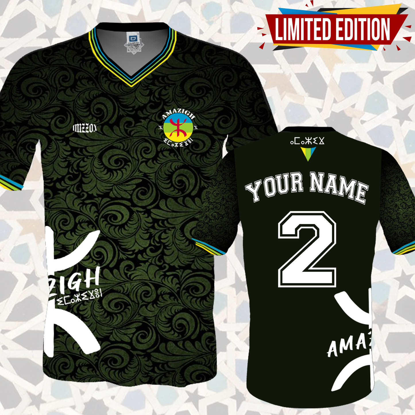 Amazigh Fußball-T-Shirt Schwarz {für Männer und Frauen} KOLLEKTION 002 