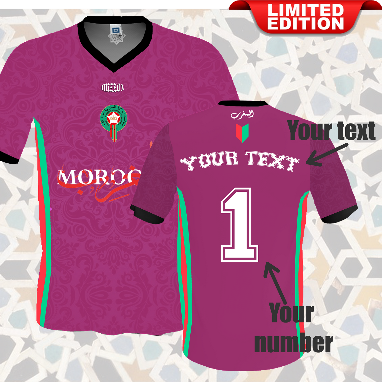 Moroccan football T-shirt 2024  { Luxury Style } Pink 003