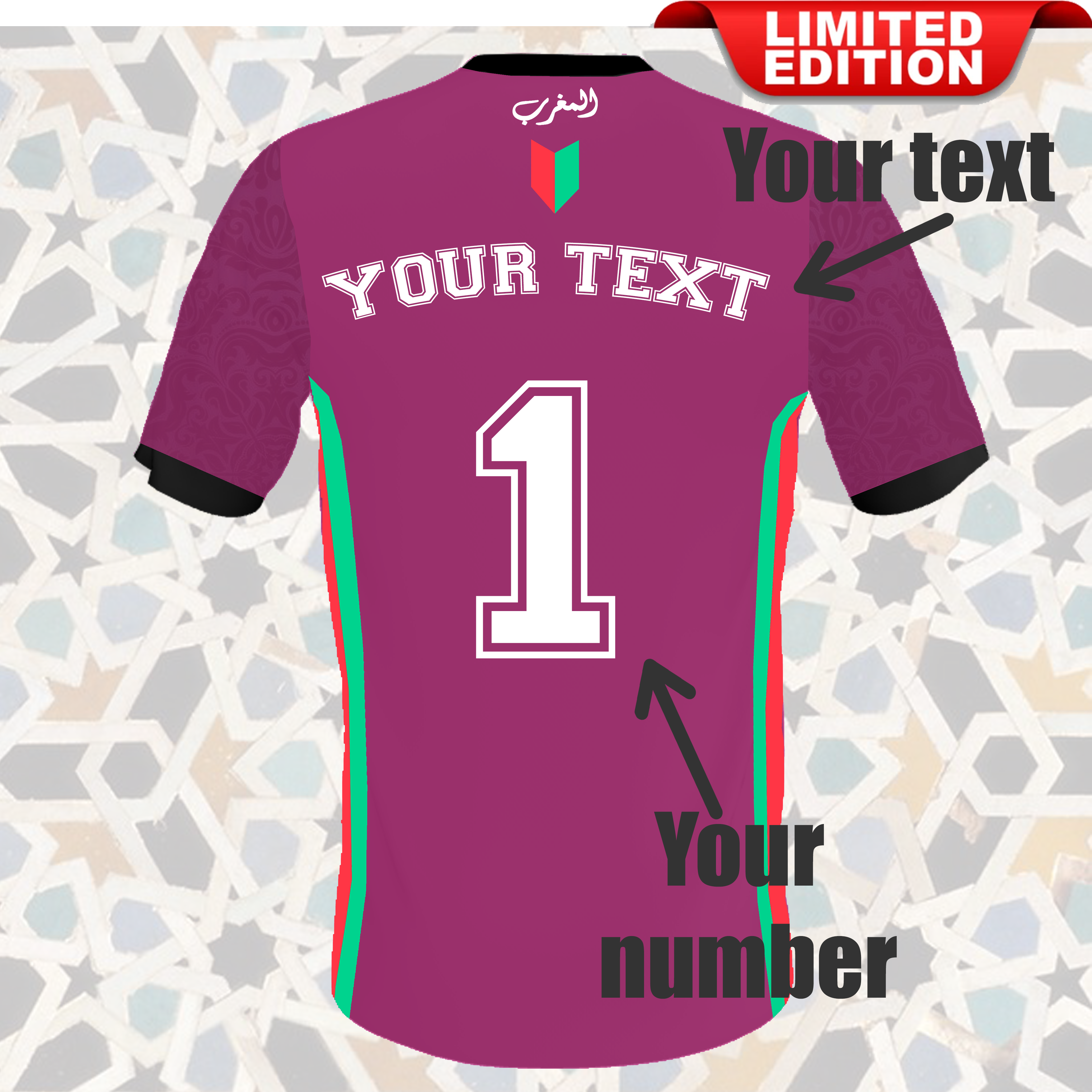 Moroccan football T-shirt 2024  { Luxury Style } Pink 003