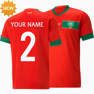 Marokkanisches Fußball-T-Shirt 22-23 {für Männer und Frauen} rot