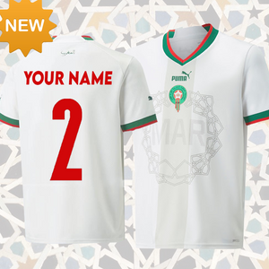 Marokkanisches Fußball-T-Shirt 22-23 {für Männer und Frauen} WEISS