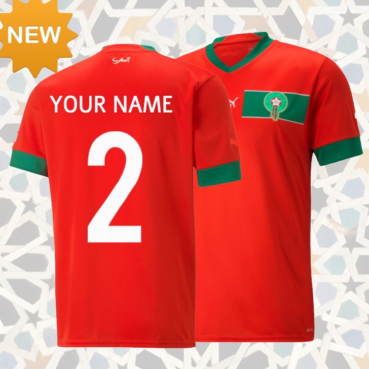 t-shirt de football marocain 22-23 { pour hommes et femmes } rouge