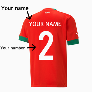 Marokkanisches Fußball-T-Shirt 22-23 {für Männer und Frauen} rot